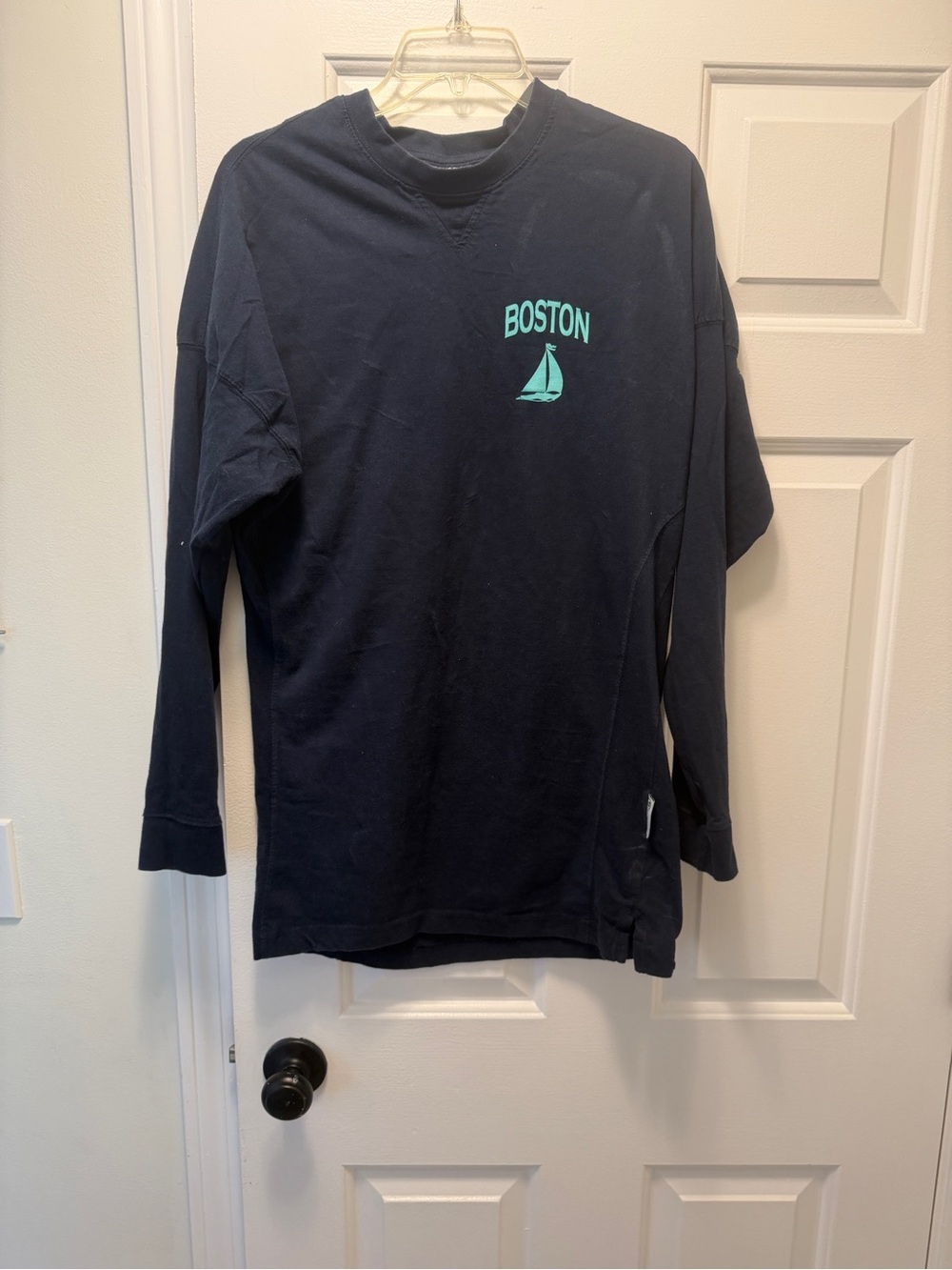 Boston Sail Long-Sleeve Tee in Navy with Mint Graphic